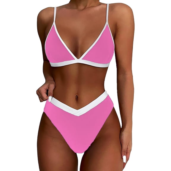 Baqcunre High-Cut & High-Waisted Bikini Sets for Women: Seductive Two-Piece Swimwear, 1 Pc Swimsuit Pink S