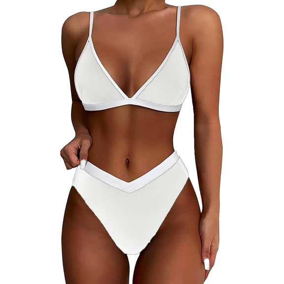 Baqcunre High-Cut & High-Waisted Bikini Sets for Women: Seductive Two-Piece Swimwear, 1 Pc Swimsuit White S