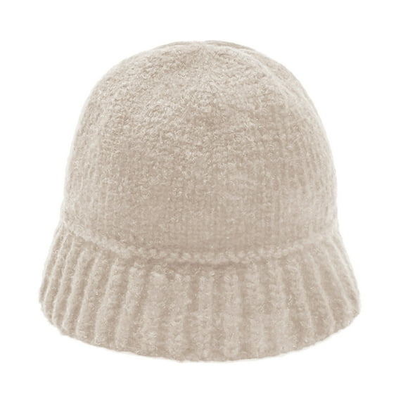 Baqcunre Clearance! Knitted Bucket Hat, Autumn/Winter Solid Color Warm Ear Big Head Waist Water Bucket Knitted Woolen Hat,