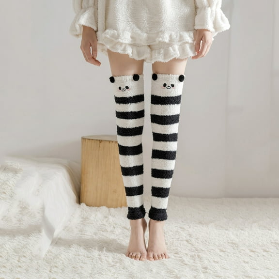 Baqcunre Long Socks Thigh High Cotton Socks, Thermal Knee Pads for Womens Coral Fleece Socks Stripe Socks Colorful Lightweight Athletic Socks Casual Socks Winter Socks, Socks for Women, ,