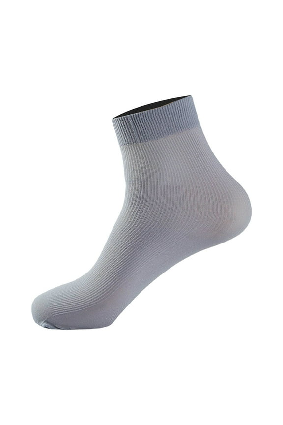 Men's Striped Socks Thin Breathable Anti-Odour Mid-Calf Socks Smooth Ice Silk Socks for Men, 1 Pair Of Socks Gray A