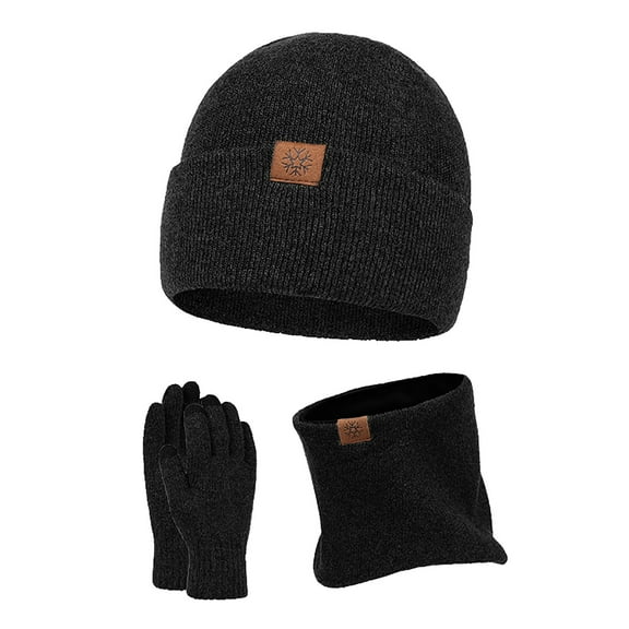 Baqcunre Scarf, Hat, Glove Set, Autumn And Winter Europe And The United States Outdoor Woolen Hat Couple Bib Hat Gloves Three Ear Warm Knitted Hat Set, Scarf for Women, ,