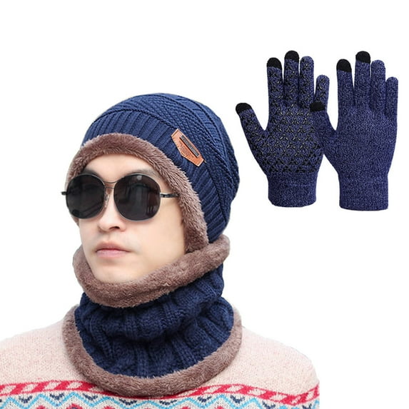 Baqcunre Scarf, Hat, Glove Set, Women And Men Winter Knit Warm Hats Scarf Purposehat Ear Windproof Hat Warm Gloves Three Set, Scarf for Women, ,