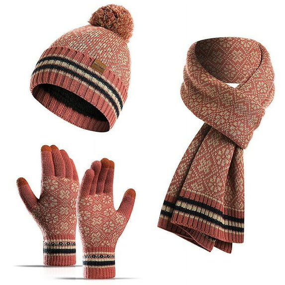 Baqcunre Scarf, Hat, Glove Set, Women's Winter New Knitted Scarf Warm Wool Hat Scarf Gloves Three, Scarf for Women, ,