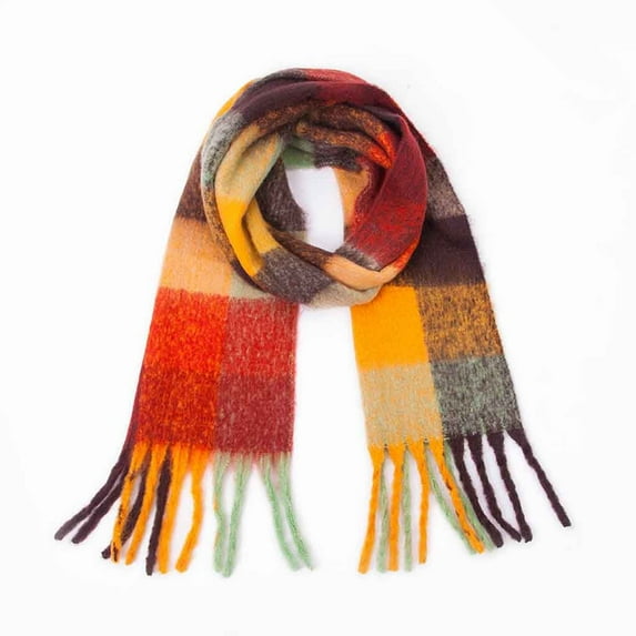 Baqcunre Scarf for Women, Orange Thick Scarf Winter Fashion Warm Casual Long Tassel Unisex Scarf Scarf Shawl Scarf, One Pack Autumn And Winter Warmth Accessories