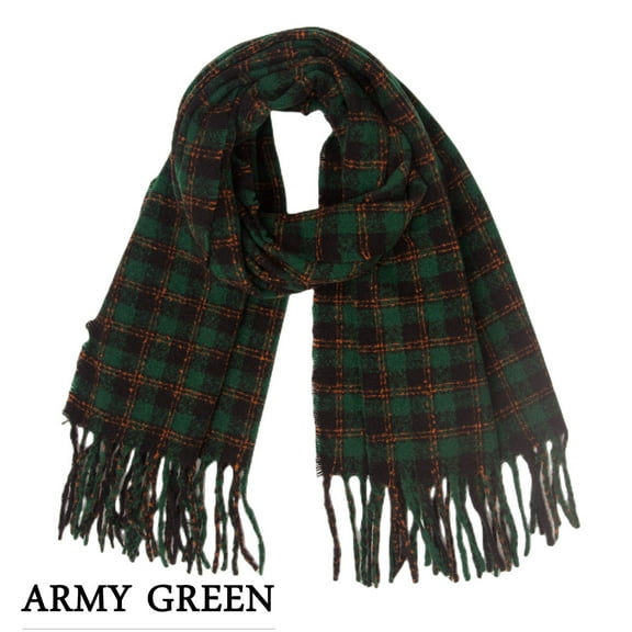 Baqcunre Scarf for Women, Women Fall Winter Scarf Classic Tassel Plaid Scarf Warm Soft Chunky Large Blanket Wrap Shawl Scarves 1 Pack Warm Scarf,