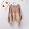 thumbnail image 1 of Baqcunre Scarf for Women Women Off Shoulder Splice Poncho with Tassels Knitted Shawl Scarf Fringed Wraps Pashminas Sweater Pullover Cape Gifts for Women Sweater Tassel Hem Shawl Wrap Cloak, 1 of 8