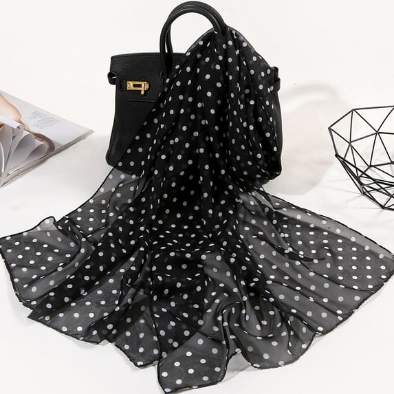Baqcunre Scarf for Women, Silk Women 160*50Cm Simulation Print Wrap Dot Shawl Soft Scarf Scarves Long Scarf,