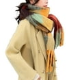 thumbnail image 1 of Baqcunre Clearance! Scarf for Women, Women Woven Knitted Scarf with Colourful Check Pattern And Long Thick Fringes Warm Winter,, 1 of 4