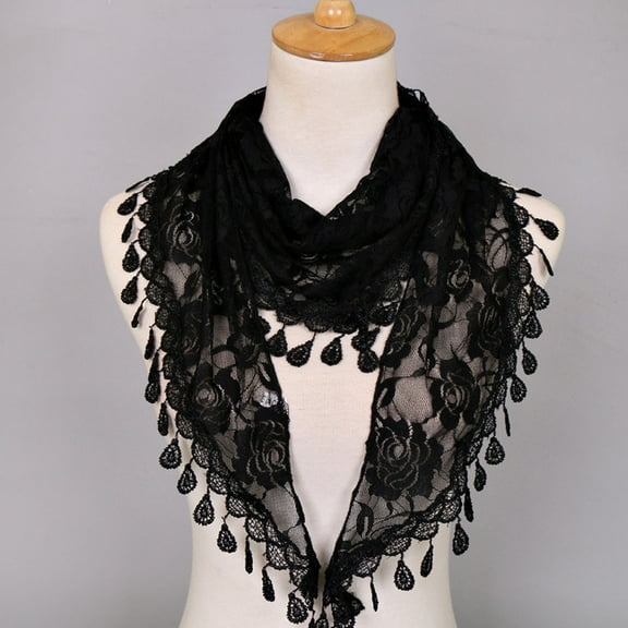 Baqcunre Clearance! Scarf for Women, Women Wraps Hollow Lady Scarf Scarves Tassel Rose Lace Shawl Floral Scarf,