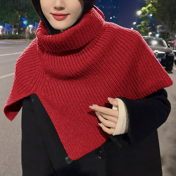 Baqcunre Clearance! Scarf for Women, Women's Solid Color Slit High Collar Shawl Knitted Scarf Warm Pullover Woolen Scarf,