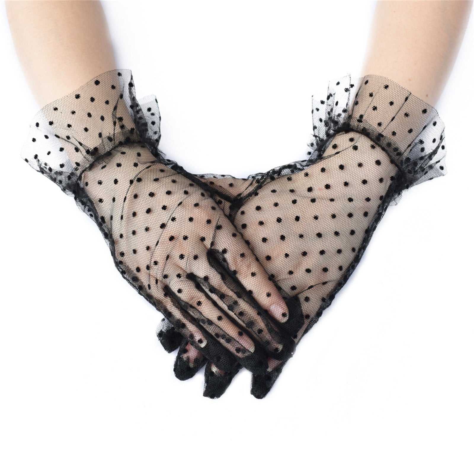 3 Pairs Women Lace Flower Short Gloves Bride Wedding Gloves Tea Party Gloves Black White Nude