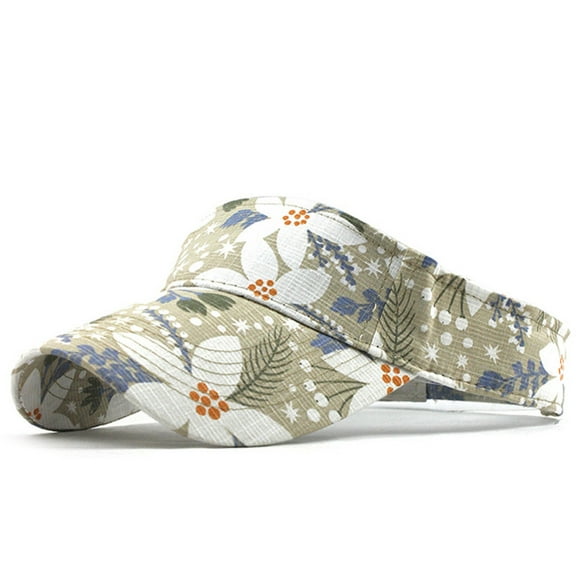 Baqcunre Sun Hats for Women, Unisex Empty Top Sun Hat Washed Canvas Visor Printed Adjustable, Sun Hats for Men, Sun Hats for Women Uv Protection