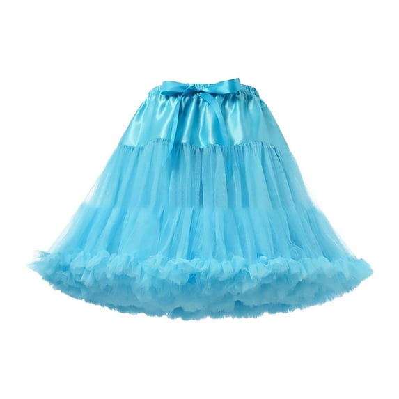 Baqcunre Tulle Skirts for Women Midi Long Fairy Skirt Tutu A-Line Mesh Layered High Elastic Waist Skirts One Pack Blue One Size