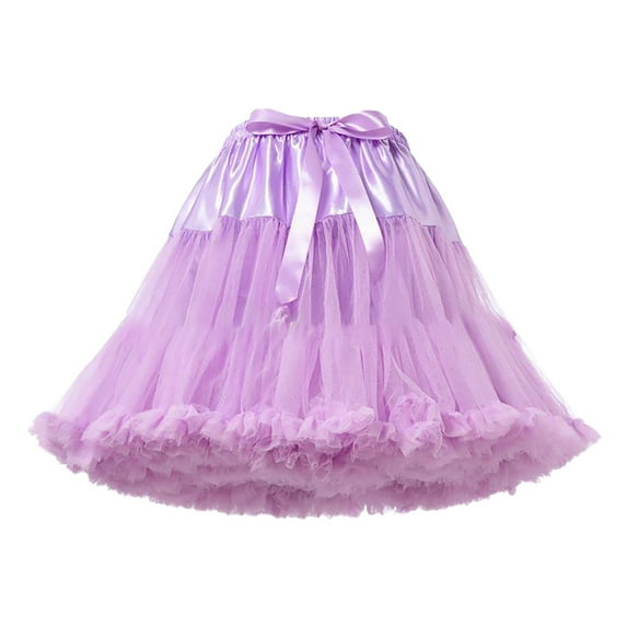 Baqcunre Tulle Skirts for Women Midi Long Fairy Skirt Tutu A-Line Mesh Layered High Elastic Waist Skirts One Pack Purple One Size