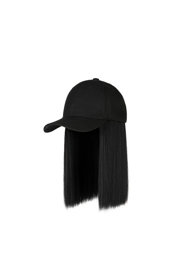 Visors for Women,Hairstyle Hair Cap Hat with Long Adjustable Wig Attached - Straight Style A