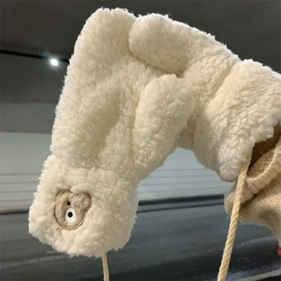 Baqcunre Clearance! Warm Gloves, Cold Weather Gloves 3D Cute Bear Double Layer Winter Gloves Female Mittens Braided Rope Thick Thermal Plush Mittens Womens Warm Convertible Fingerless Gloves,