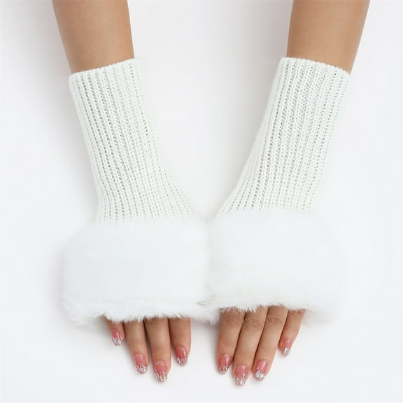 Baqcunre Clearance! Warm Gloves, Short Plush Gloves Autumn And Winter Women's Cute Wrist Knitted Wool Warm Fingerless Gloves, Knitted Gloves, Heating Gloves