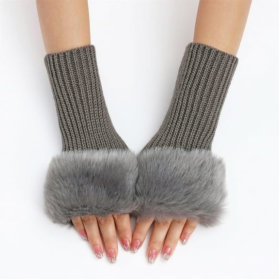 Baqcunre Warm Gloves, Short Plush Gloves Autumn And Winter Women's Cute Wrist Knitted Wool Warm Fingerless Gloves, Knitted Gloves, Heating Gloves