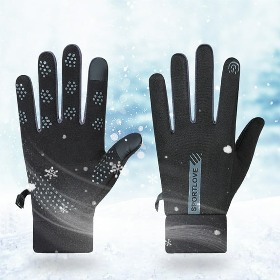 Baqcunre Warm Gloves, Velvet Warm Gloves Women's Autumn And Winter Outdoor Driving Cold Proof Non Slip Men's And Women's Same Riding Gloves., Knitted Gloves, Heating Gloves
