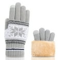 thumbnail image 1 of Baqcunre Warm Gloves, Winter Snowflake Gloves Women's Knitted Plus Velvet Thickened Autumn And Winter Warm Pattern Gloves (Adult Gloves), Knitted Gloves, Heating Gloves, 1 of 4