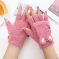 thumbnail image 1 of Baqcunre Warm Gloves, Winter Thickened Warm Flip Up Fingerless Gloves for Students Riding Writing Women's Wool Half Finger Gloves Thermal Insulation Warm Convertible Mittens Cover,, 1 of 5
