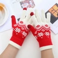 thumbnail image 1 of Baqcunre Warm Gloves, Women Can Enable Screen Gloves Warm Knitted Gloves Mittens Winter Keep Warm Knitting Christmas Snowflakes Printing Golves Students Outdoor Riding Hiking Mittens,, 1 of 8