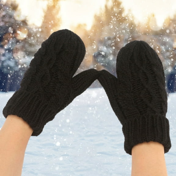 Baqcunre Warm Gloves, Women Warmer Thicken Knitted Finger Thermal Skiing Gloves Mitten, Knitted Gloves, Heating Gloves