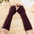 thumbnail image 1 of Baqcunre Warm Gloves, Womens Knitting Wool Half Finger Long Gloves Autumn And Winter Women Warm Dew Finger Sleeve Creased Long Gloves, Knitted Gloves, Heating Gloves, 1 of 3