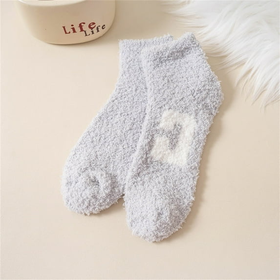 Baqcunre Clearance! Warm Socks for Women Women's Striped Letter Carpet Plus Velvet Socks Winter Thickened Floor Sleeping Plush Socks Coral Velvet Socks Warm Socks for Men Comfy Socks Women Fuzzy Warm