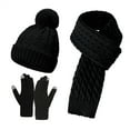 thumbnail image 1 of Baqcunre Winter Clothes for Women,Scarf Gloves Hat Set for Teen Girls Women&Men Autumn Winter Warm Wool Hat Scarf Gloves Three Pieces Black, 1 of 5