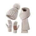 thumbnail image 1 of Baqcunre Winter Gloves for Women,Hat Scarf Gloves Set Women's Winter Fleece Hat Wool Warm Wool Hat Touch Screen Gloves Women's Scarf Neck Warmer Cold Weather Set Beige, 1 of 3