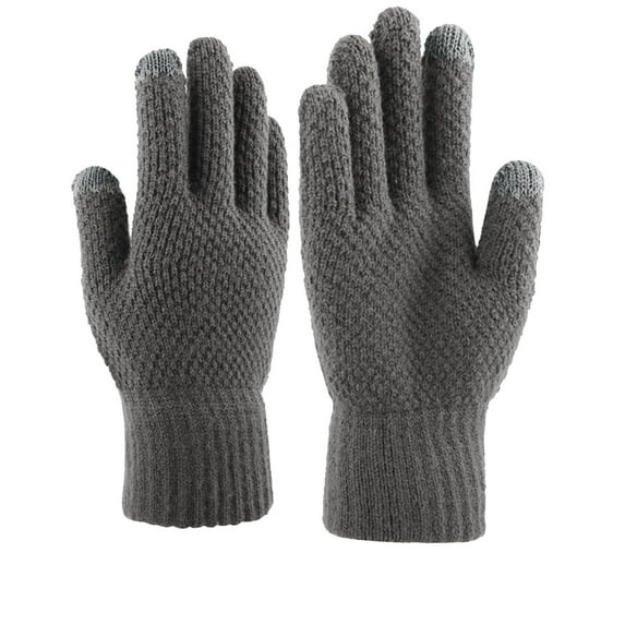 Baqcunre Clearance! Winter Gloves for Women,Men's Fall & Winter Padded Thickened Knitted Warm Woolen Gloves Gray