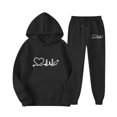 thumbnail image 1 of Baqcunre Women's 2 Piece Set Outfits Heart Print Hoodies Pullover + Joggers Pants Sweatsuits with Pockets - Sportswear for Available In Multiple Colors, 1Pc Long Sleeve + 1Pc Trunk Black XL, 1 of 3