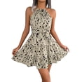 thumbnail image 1 of Baqcunre Women's 2025 New Casual Style Elegant Leopard Print Ruffled Dress for Spring & Summer, 1Pc Dress Beige L, 1 of 6