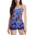thumbnail image 1 of Baqcunre Women's Printed Two Piece Split Plus Size Swimsuit with Chest Pads, 1X Swimsuit Dark Blue L, 1 of 8