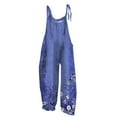 thumbnail image 1 of Baqcunre Women's Vintage Floral Print Sleeveless Jumpsuit - Retro Chic Romper for Summer, 1Pc Jumpsuit Dark Blue L, 1 of 4