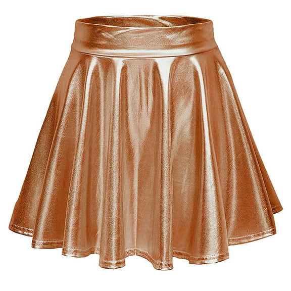 Baqcunre Womens Sequin Skirt Sparkly Skirt for Women Ruffle Skirt Glitter Skirt Shiny Skirt Pleated Skirt One Pack Coffee L