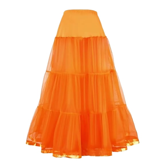 Baqcunre Womens Wedding Dress Petticoat Rockabilly Tutu Skirt Puffy Slips Underskirt Ballet Skirt Petticoats 1Pc Half Skirt Orange XL