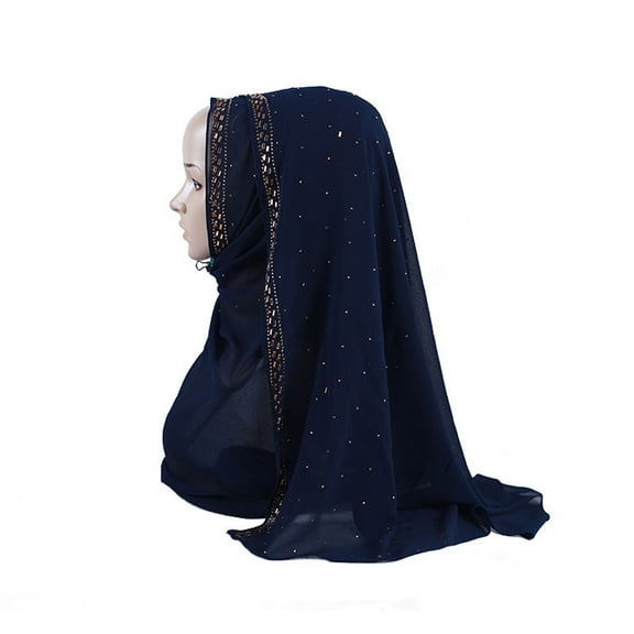 Baqcunre Wrap Cap for Women Black Hair, Gold Glitters Plain Chiffon Muslim Hijab Scarf Shawl Head Wrap, Satin Wrap Cap, Sleep Caps for Women