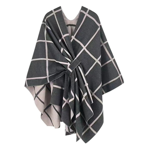 Baqcunre Wraps for Women,Women's Shawl Wrap Poncho Cape Open Front Cardigan for Fall Winter Gray