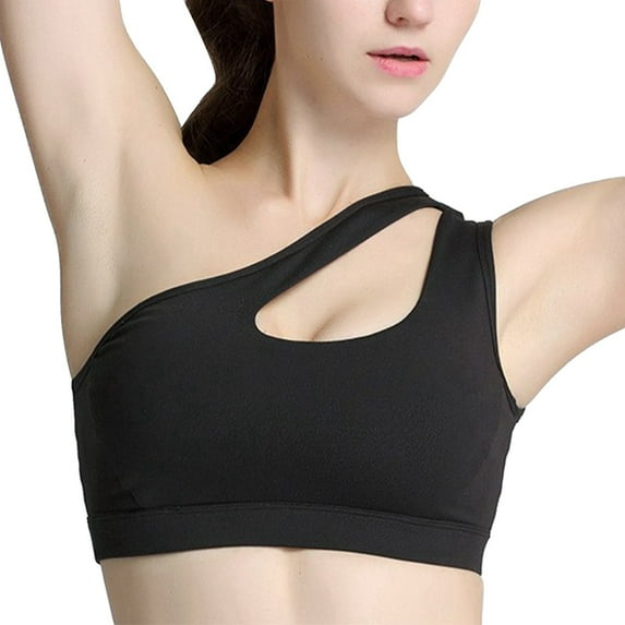 Baqcunre Corset Top Women'S Sports Underwear One Shoulder Vacuous Vest Gathered Shockproof Running Sports Beautiful Back Bra Womens Tops Sweatshirt For Women Black L