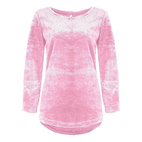 Baqcunre Crew Neck Plush Top Long Sleeve Thin Fashion Ladies Pullover Sweater Womens Tops Fall Sweaters For Women Trendy Women'S Sweaters Women Clothing Sweaters For Women,Color Pink,Size 2XL