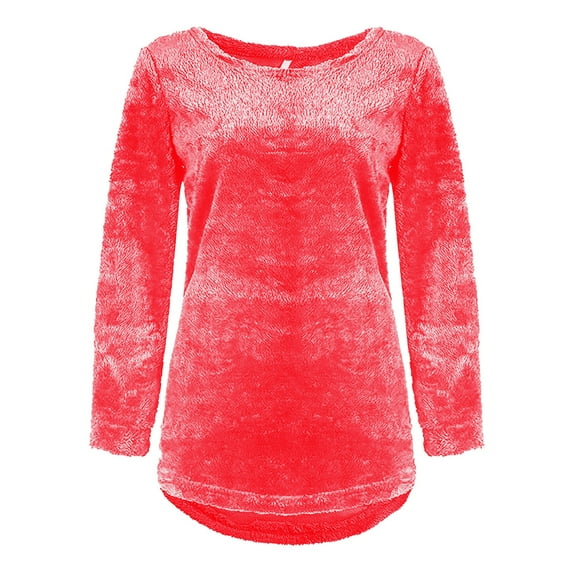 Baqcunre Crew Neck Plush Top Long Sleeve Thin Fashion Ladies Pullover Sweater Womens Tops Fall Sweaters For Women Trendy Women'S Sweaters Women Clothing Sweaters For Women,Color Red,Size 3XL