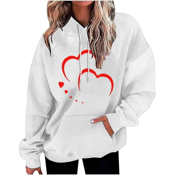 Baqcunre Crewneck Sweatshirts 2024 Sweatshirt Cute Heart Shaped Printed Pullover Crewneck Long Sleeved Shirt /Autumn(White S-4XL),Womens Sweatshirt Womens Tops Valentine'S Day Shirts For Women