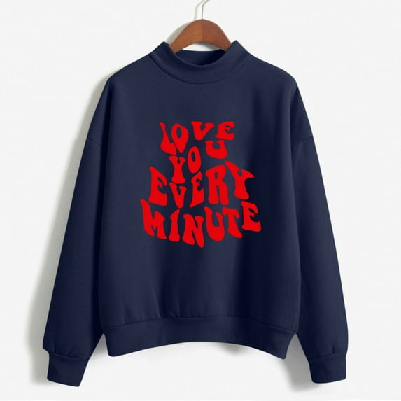 Baqcunre Crewneck Sweatshirts Casual Hooded Sweatshirt Pullover Round Neck Sweatshirt(Blue S-XXL),Womens Sweatshirt Graphic Sweatshirts For Women Womens Tops Valentine'S Day Shirts For Women