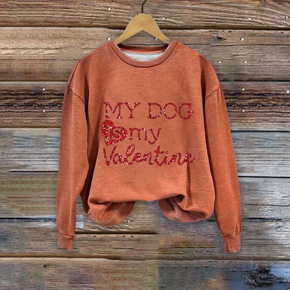 Baqcunre Crewneck Sweatshirts Do Everything In Love Print Sweatshirt Crew Neck Shirt Pullover Sweatshirt(Orange S-XXL),Womens Sweatshirt Womens Tops Valentine'S Day Shirts For Women