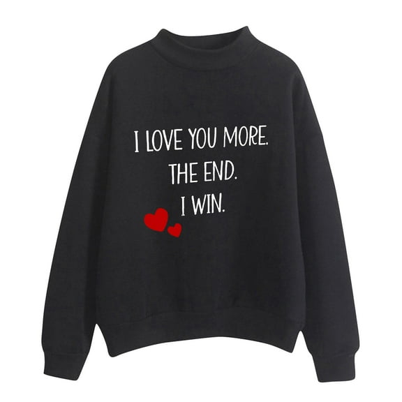 Baqcunre Crewneck Sweatshirts Printing Sweatshirt Top Long Sleeved Sweatshirt Casual Blouse Temperament Pullover Top(Black S-XXL),Womens Sweatshirt Womens Tops Valentine'S Day Shirts For Women