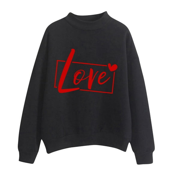 Baqcunre Crewneck Sweatshirts Printing Sweatshirt Top Long Sleeved Sweatshirt Casual Blouse Temperament Pullover Top(Black S-XXL),Womens Sweatshirt Womens Tops Valentine'S Day Shirts For Women