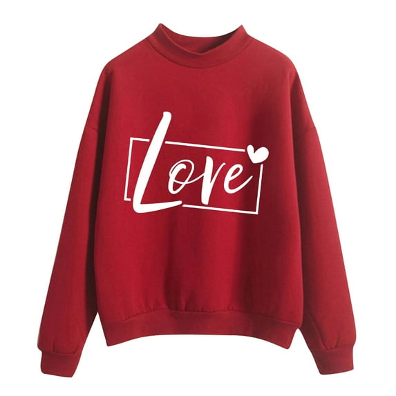 Baqcunre Crewneck Sweatshirts Printing Sweatshirt Top Long Sleeved Sweatshirt Casual Blouse Temperament Pullover Top(Red 1 S-XXL),Womens Sweatshirt Womens Tops Valentine'S Day Shirts For Women